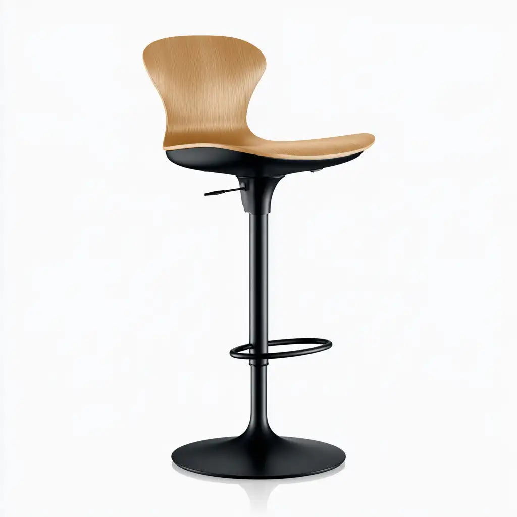 Sgabello da bar dal design essenziale, marrone e nero, per la casa