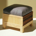 Pouf contenitore dal profilo contemporaneo, beige, per la casa