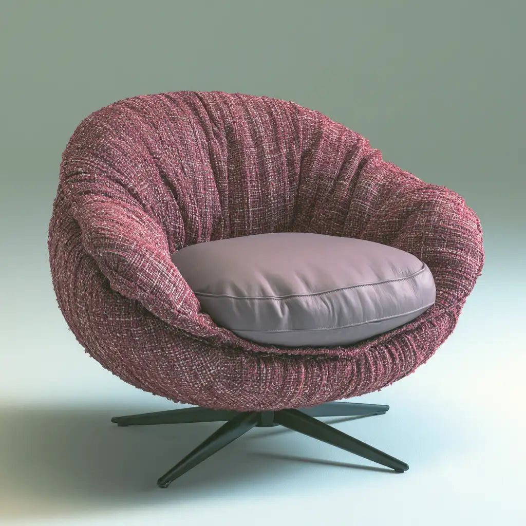 Poltrona girevole dalle linee moderne, rosa, per la casa