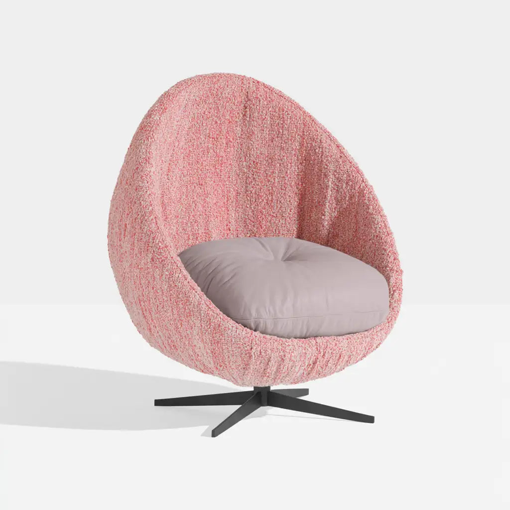 Poltrona girevole dal design essenziale, rosa, per la casa