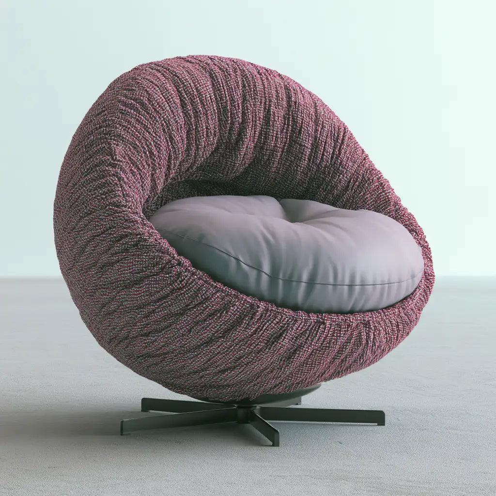 Poltrona girevole dalle linee moderne, rosa, per la casa