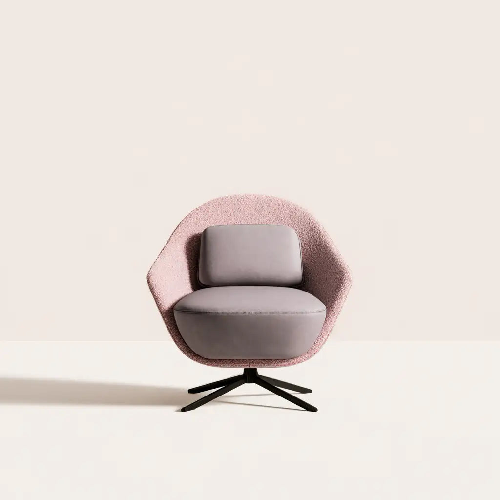 Poltrona girevole dalle linee moderne, rosa, per la casa
