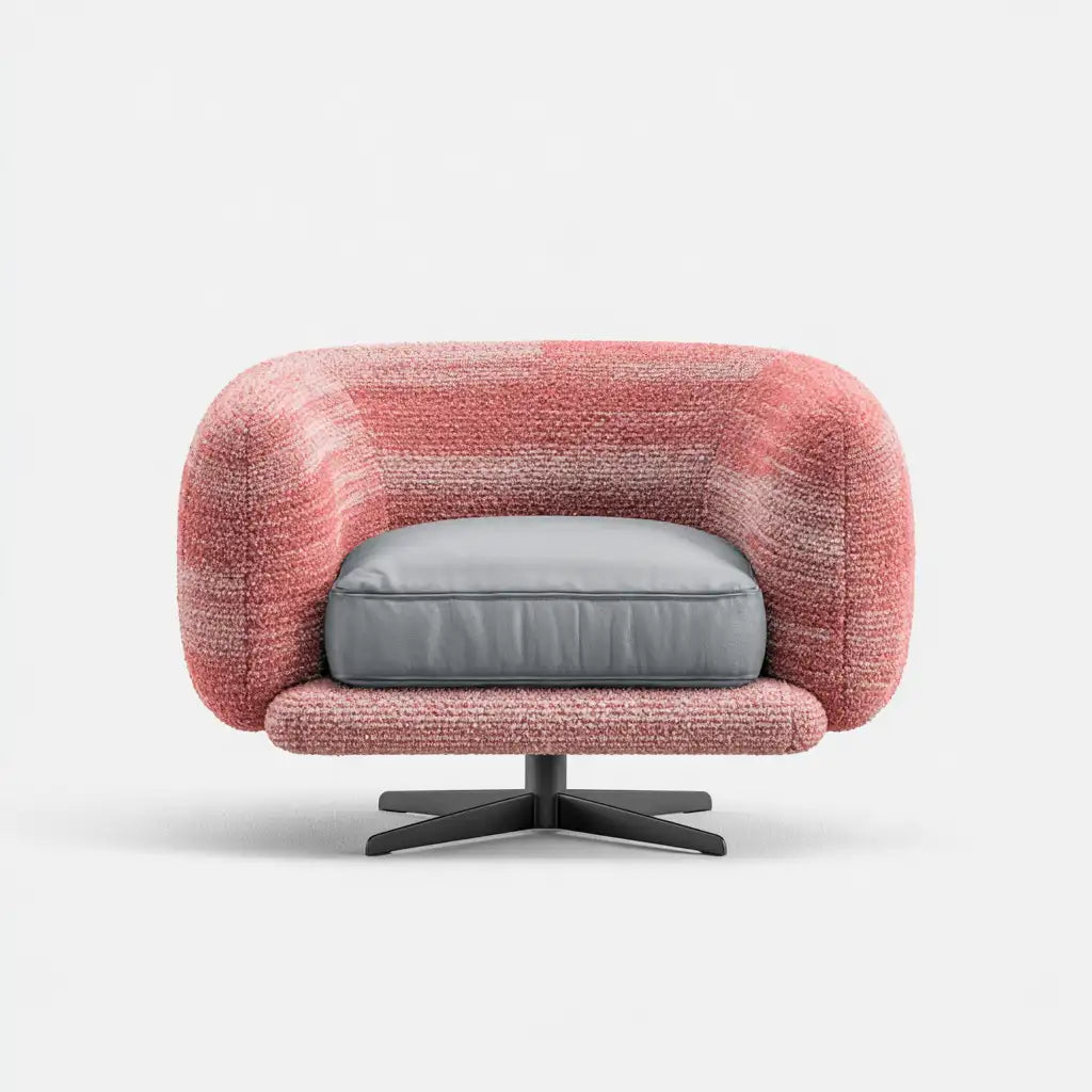 Poltrona girevole dal design essenziale, rosa, per la casa