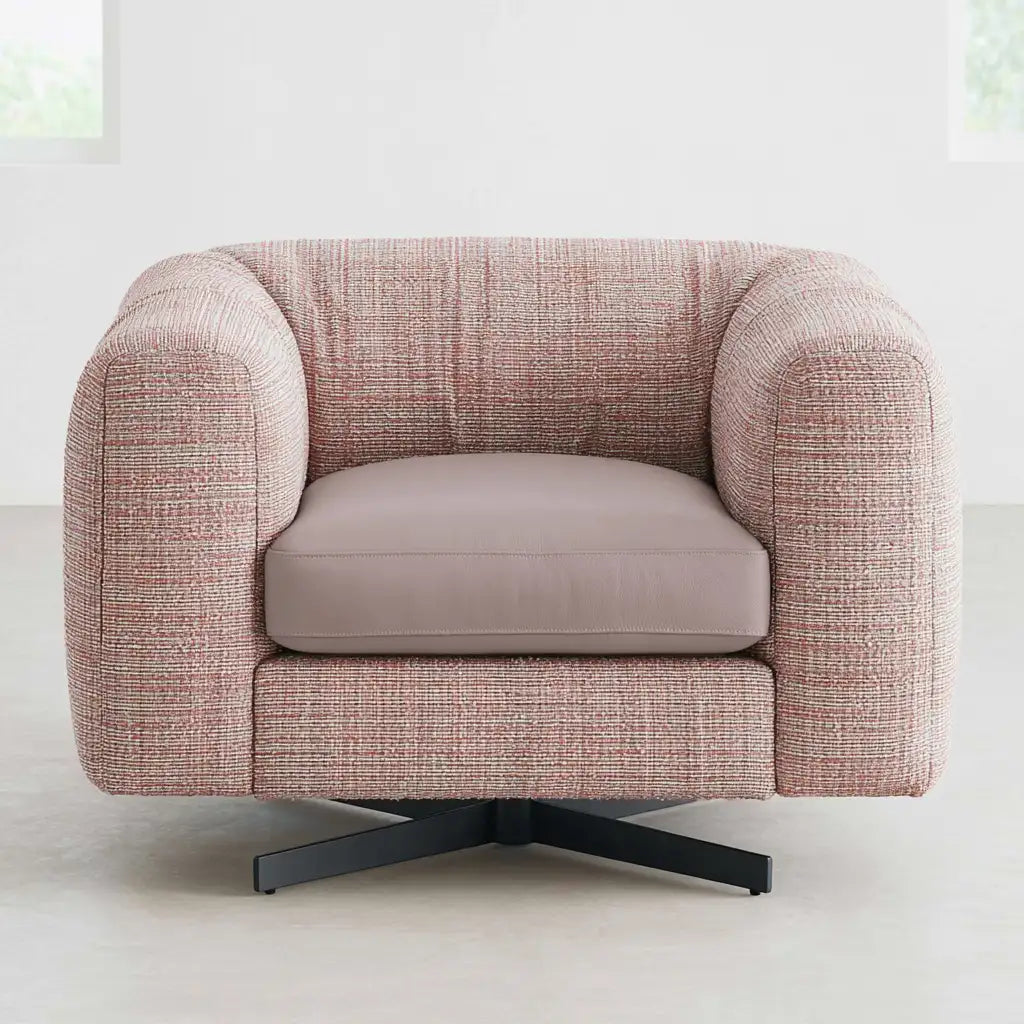 Poltrona girevole dal profilo contemporaneo, rosa, per la casa
