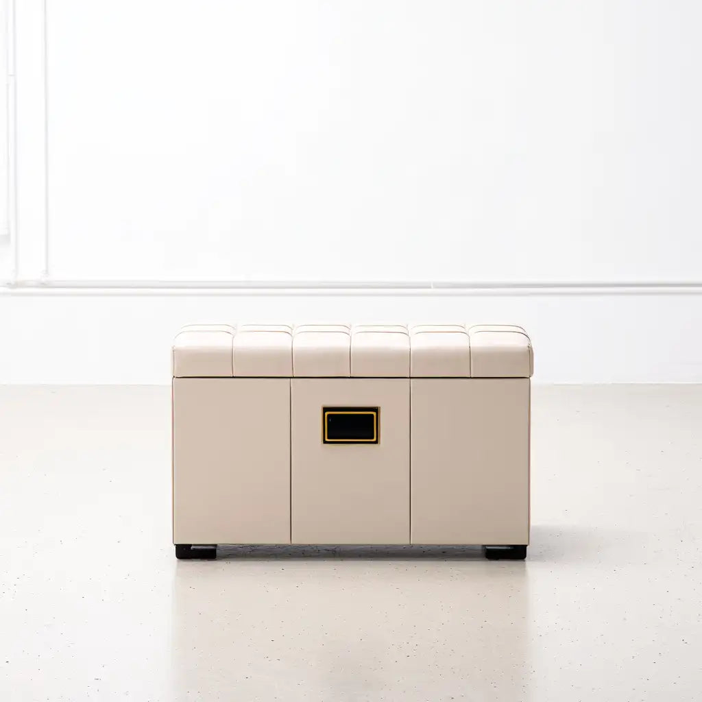 Pouf contenitore dalle linee moderne, bianco, per la casa