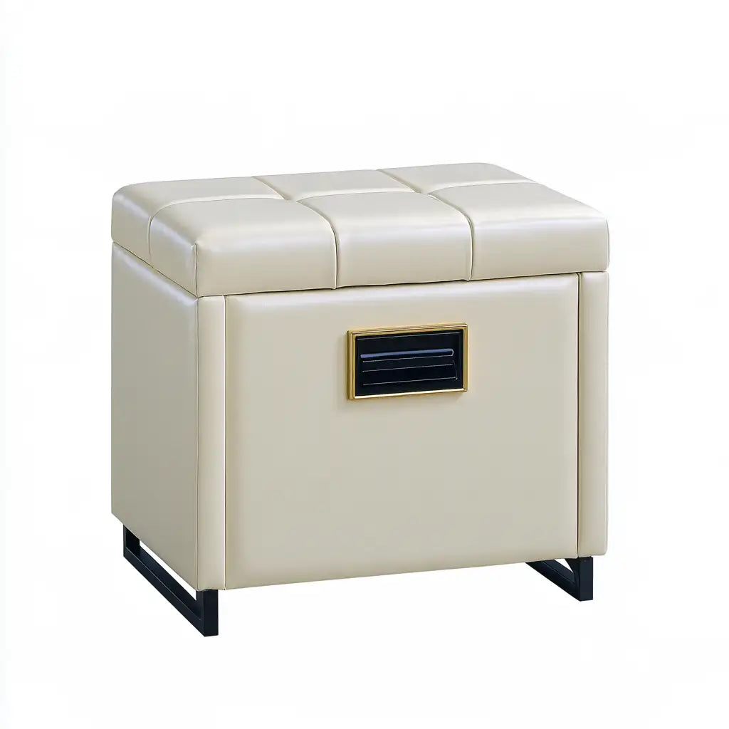 Pouf contenitore dal profilo contemporaneo, bianco, per la casa